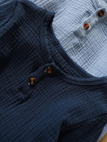 Boys Long Sleeve Henley Shirts 3 Pack 2 Button Placket Cotton Tees Casual Layering Tops in Kuwait