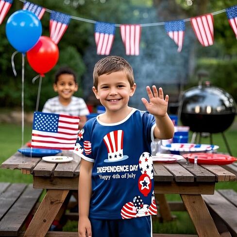 Boys American Flag Shirt Kids 4th of July Outfit Independence Day T-Shirt Toddler Patriotic Tee Top 2-7T in Saudi Arabia
