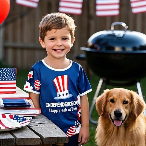 Boys American Flag Shirt Kids 4th of July Outfit Independence Day T-Shirt Toddler Patriotic Tee Top 2-7T in Saudi Arabia