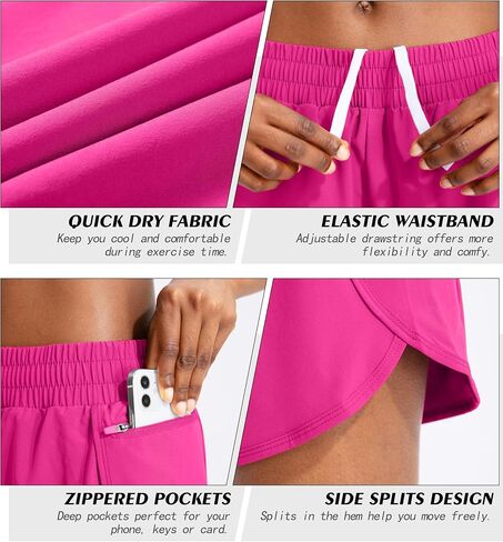 Soothfeel High Waisted Athletic Womens Running Shorts Workout Shorts for Women with Liner in Kuwait