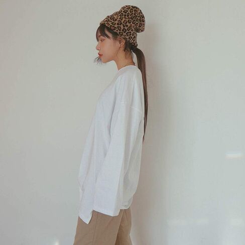 CRIZAN Women Girls Wool Blend Faux Fur Paisley Leopard Print Double Layers Winter Thick Slouchy Cable Knit Skull Hat Ski Cap Brown in Saudi Arabia