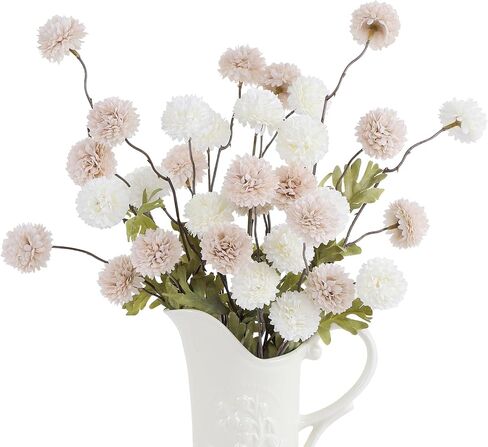 DuHouse 6pcs Artificial Flowers Faux Silk Pompon Mum,Silk Small Mini Chrysanthemum Ball with Stems for DIY Wedding Bouquets Centerpieces Vase Home Table Kitchen Decorations(Burgundy) in Saudi Arabia