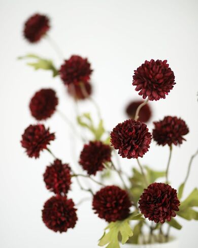 DuHouse 6pcs Artificial Flowers Faux Silk Pompon Mum,Silk Small Mini Chrysanthemum Ball with Stems for DIY Wedding Bouquets Centerpieces Vase Home Table Kitchen Decorations(Burgundy) in Saudi Arabia