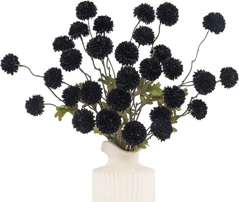 DuHouse 6pcs Artificial Flowers Faux Silk Pompon Mum,Silk Small Mini Chrysanthemum Ball with Stems for DIY Wedding Bouquets Centerpieces Vase Home Table Kitchen Decorations(Burgundy) in Saudi Arabia