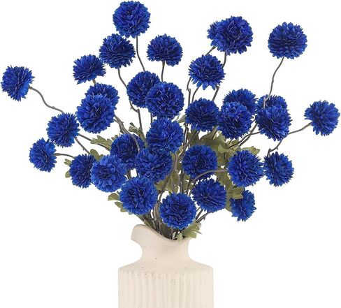 DuHouse 6pcs Artificial Flowers Faux Silk Pompon Mum,Silk Small Mini Chrysanthemum Ball with Stems for DIY Wedding Bouquets Centerpieces Vase Home Table Kitchen Decorations(Burgundy) in Saudi Arabia