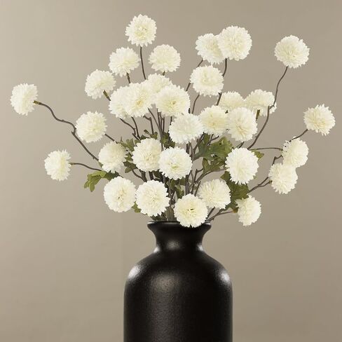 DuHouse 6pcs Artificial Flowers Faux Silk Pompon Mum,Silk Small Mini Chrysanthemum Ball with Stems for DIY Wedding Bouquets Centerpieces Vase Home Table Kitchen Decorations(Burgundy) in Saudi Arabia