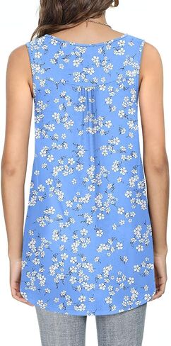 Aodemo Womens 2025 Summer Tank Tops Sleeveless Shirts Henley Tunic Ladies Flowy Casual Blouse for Leggings in Saudi Arabia