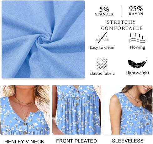 Aodemo Womens 2025 Summer Tank Tops Sleeveless Shirts Henley Tunic Ladies Flowy Casual Blouse for Leggings in Saudi Arabia