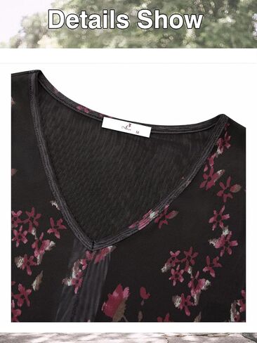 Women's Short Sleeve Tunic Tops Casual Loose Fit Floral Blouses Mesh Pleated Layered Shirt S-XXL in Kuwait
