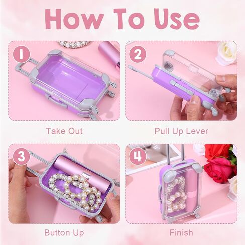 12 Pack Mini Suitcase Party Favor Gift Box, Mini Suitcase Candy Box False Eyelashes Tray Luggage Trolley Travel Luggage for Candy Makeup Jewelry Birthday Party Wedding Favors Decorations in Kuwait