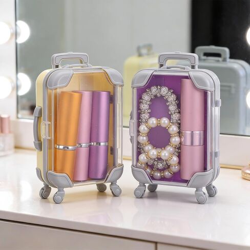 12 Pack Mini Suitcase Party Favor Gift Box, Mini Suitcase Candy Box False Eyelashes Tray Luggage Trolley Travel Luggage for Candy Makeup Jewelry Birthday Party Wedding Favors Decorations in Kuwait