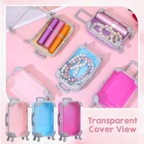 12 Pack Mini Suitcase Party Favor Gift Box, Mini Suitcase Candy Box False Eyelashes Tray Luggage Trolley Travel Luggage for Candy Makeup Jewelry Birthday Party Wedding Favors Decorations in Kuwait