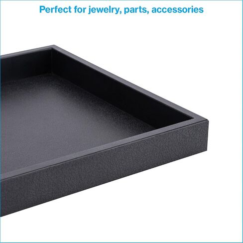 SSWBasics Large Black Plastic Stackable Tray - 14 3/4" W x 8 1/4" L x 1" H - Set of 3- Jewelry Tray - Stackable Plastic Jewelry Organizers for Retail or Home Use in Kuwait