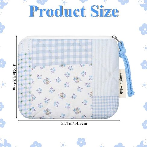 Quilted Floral Coin Purse Small Change Pouch Wallet with Cute Prints and Zipper Travel Makeup Toiletry Organizer Bag for Women Girls in Saudi Arabia