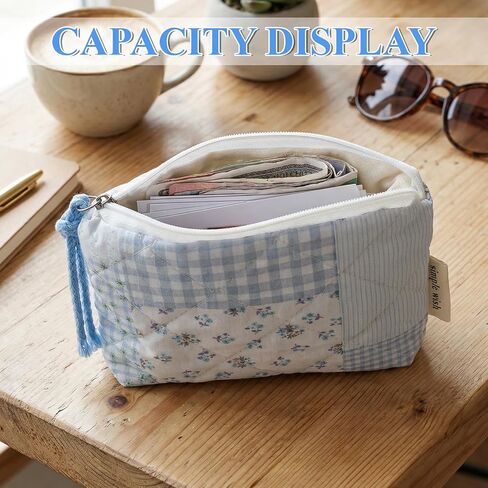 Quilted Floral Coin Purse Small Change Pouch Wallet with Cute Prints and Zipper Travel Makeup Toiletry Organizer Bag for Women Girls in Saudi Arabia
