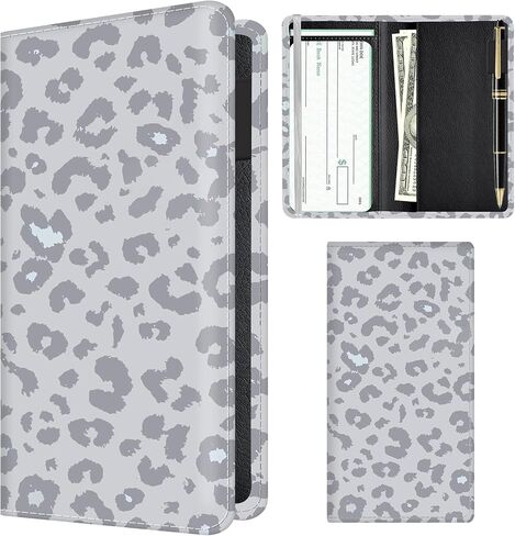 Checkbook Cover for Personal Checkbook, Cute PU Leather Check Book for Women & Men, Slim Checkbook Holder with Pen Holder and Built-in Clear Plastic Divider Chamomile Daisy Ladybug in Saudi Arabia