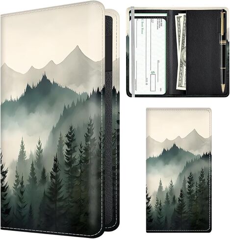 Checkbook Cover for Personal Checkbook, Cute PU Leather Check Book for Women & Men, Slim Checkbook Holder with Pen Holder and Built-in Clear Plastic Divider Chamomile Daisy Ladybug in Saudi Arabia