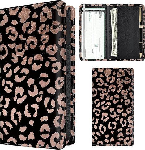 Checkbook Cover for Personal Checkbook, Cute PU Leather Check Book for Women & Men, Slim Checkbook Holder with Pen Holder and Built-in Clear Plastic Divider Chamomile Daisy Ladybug in Saudi Arabia