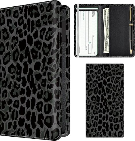 Checkbook Cover for Personal Checkbook, Cute PU Leather Check Book for Women & Men, Slim Checkbook Holder with Pen Holder and Built-in Clear Plastic Divider Chamomile Daisy Ladybug in Saudi Arabia