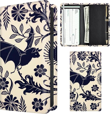 Checkbook Cover for Personal Checkbook, Cute PU Leather Check Book for Women & Men, Slim Checkbook Holder with Pen Holder and Built-in Clear Plastic Divider Chamomile Daisy Ladybug in Saudi Arabia