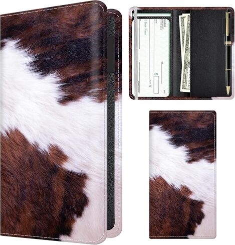 Checkbook Cover for Personal Checkbook, Cute PU Leather Check Book for Women & Men, Slim Checkbook Holder with Pen Holder and Built-in Clear Plastic Divider Chamomile Daisy Ladybug in Saudi Arabia