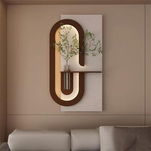 AICHENG 3D Wall Art Decor with Led Lights - Handmade Sandstone Wall Art with Vase & Artificial Greenery,《Plug-in models》 for Living Room Bedroom Hallway Restaurants, Studies, and Offices in Saudi Arabia