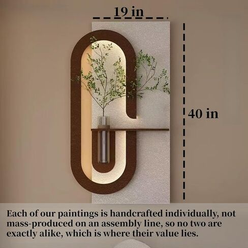 AICHENG 3D Wall Art Decor with Led Lights - Handmade Sandstone Wall Art with Vase & Artificial Greenery,《Plug-in models》 for Living Room Bedroom Hallway Restaurants, Studies, and Offices in Saudi Arabia