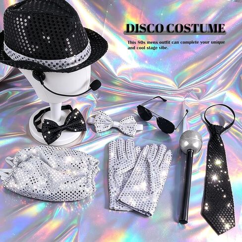 GIFIKOI 70 80s Disco Outfits for Men Women Pop Dance Star Costumes Set Sequin Asscessiories for Cosplay Stage Party Halloween in Saudi Arabia