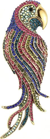 HZMAN Oversized Multicolor Rhinestone Parrot Brooch for Women Men, Zinc Alloy Tropical Bird Lapel Pin, Statement Fashion Accessory for Suits, Scarves, Coats in Kuwait