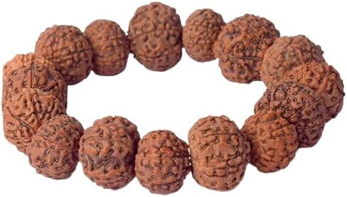 SATVIK - (12mm - 7 Mukhi Rudraksha Bracelet Beads on Elastic Thread, Natural Rudraksha Wrist Mala, Spiritual Jewelry for Daily Wear, Unisex, OSOC™ Certified in Saudi Arabia