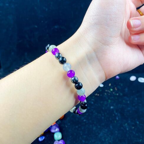 Beaded Stretch Bracelets for Women Amethyst Obsidian Beaded Bracelets for Men Spiritual Growth Jewelry for Intuition in Kuwait