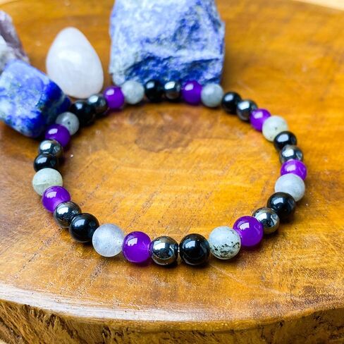 Beaded Stretch Bracelets for Women Amethyst Obsidian Beaded Bracelets for Men Spiritual Growth Jewelry for Intuition in Kuwait