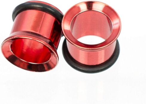 Luxe Modz 2 قطعة من الفولاذ الجراحي 2 مم - 14 مم PVD معدني أحمر مفرد متوهج مقاييس الأذن المتوسع طقم تمديد المقابس ثقب الأنفاق الدائرية للنساء والرجال in Kuwait