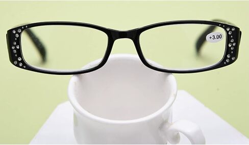 2pack Vintage Square Crystal Bling Reading Glasses Women Rhinestone Eyewear Frames Anti Blue Light Trendy Reader in Kuwait