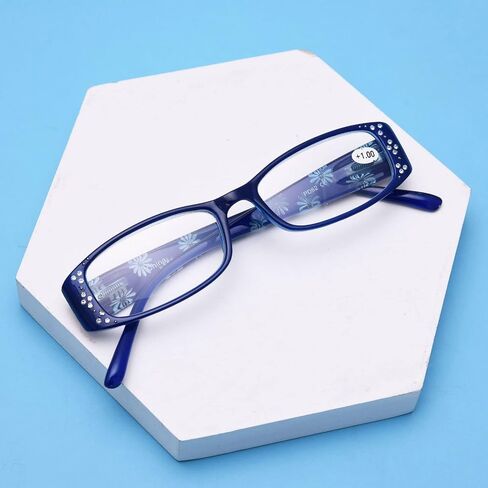 2pack Vintage Square Crystal Bling Reading Glasses Women Rhinestone Eyewear Frames Anti Blue Light Trendy Reader in Kuwait