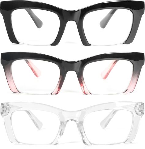 MMOWW 3 Pack Square Reading Glasses for Women, Stylish Half Frame Blue Light Blocking Computer Readers Spring Hinges in Saudi Arabia