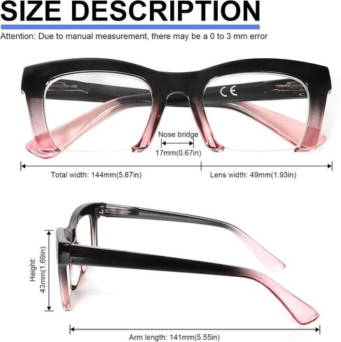MMOWW 3 Pack Square Reading Glasses for Women, Stylish Half Frame Blue Light Blocking Computer Readers Spring Hinges in Saudi Arabia