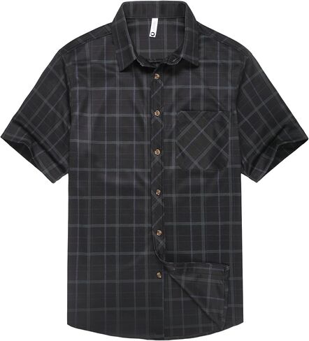 NOVOCCT Men's Short Sleeve Plaid Button Down Shirt, Stretch Wrinkle Resistant Regular Fit Casual Shirt with Pocket in Saudi Arabia