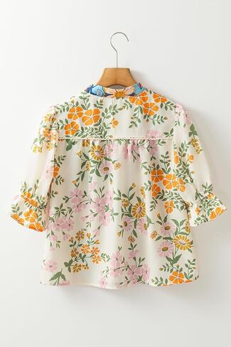 Summer Boho Tops for Women Floral Crochet V Neck Half Sleeve Blouse Dressy 2026 Going Out Shirts in Saudi Arabia