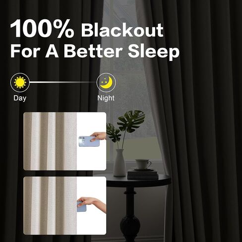 Extra Wide Blackout Linen Curtains for Sliding Door Pinch Pleated Curtains 84 Inches Long with Hooks Insulated Room Darkening Drapes for Living Room Bedroom 100"Wx84"L Natural 1 Panel in Saudi Arabia