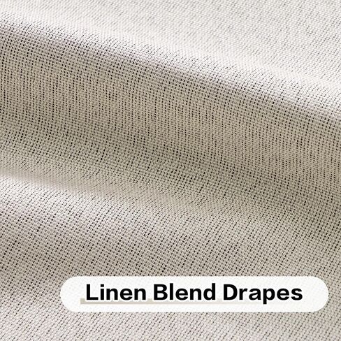 Extra Wide Blackout Linen Curtains for Sliding Door Pinch Pleated Curtains 84 Inches Long with Hooks Insulated Room Darkening Drapes for Living Room Bedroom 100"Wx84"L Natural 1 Panel in Saudi Arabia
