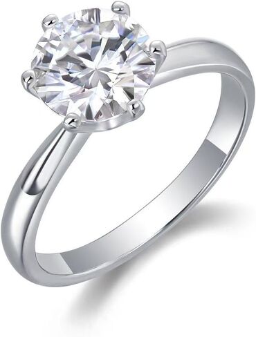 Moissanite Engagement Ring for Women, 1CT D Color VVS1 Clarity Solitaire Diamond Ring, Promise Ring S925 Sterling Silver with 18K White Gold Plated, Ideal Gift for Anniversary Wedding Size 7 in Kuwait