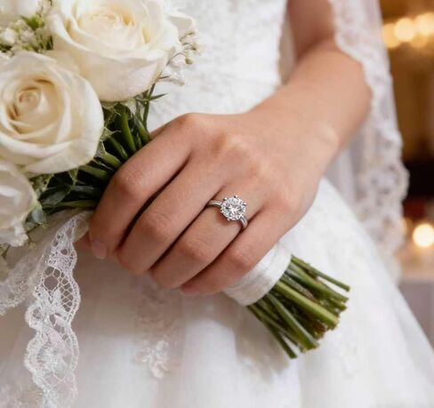 Moissanite Engagement Ring for Women, 1CT D Color VVS1 Clarity Solitaire Diamond Ring, Promise Ring S925 Sterling Silver with 18K White Gold Plated, Ideal Gift for Anniversary Wedding Size 7 in Kuwait