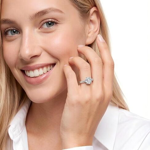 Moissanite Engagement Ring for Women, 1CT D Color VVS1 Clarity Solitaire Diamond Ring, Promise Ring S925 Sterling Silver with 18K White Gold Plated, Ideal Gift for Anniversary Wedding Size 7 in Kuwait