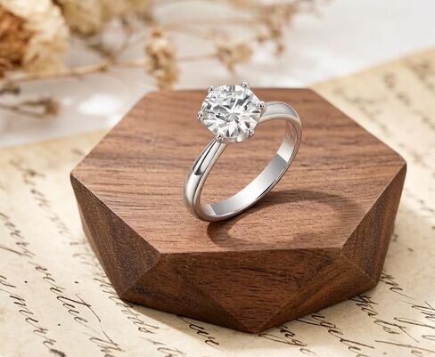 Moissanite Engagement Ring for Women, 1CT D Color VVS1 Clarity Solitaire Diamond Ring, Promise Ring S925 Sterling Silver with 18K White Gold Plated, Ideal Gift for Anniversary Wedding Size 7 in Kuwait