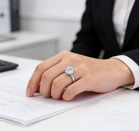 Moissanite Engagement Ring for Women, 1CT D Color VVS1 Clarity Solitaire Diamond Ring, Promise Ring S925 Sterling Silver with 18K White Gold Plated, Ideal Gift for Anniversary Wedding Size 7 in Kuwait