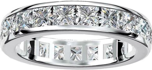 Moissanite Engagement Ring for Women, Sterling Silver with 18K White Gold Plated, Lab Created VVS Clarity,, GRA Certified for Wedding Promise Birthday Congratulation Anniversary Promise or Party Costume (3.15 Carat Eternity Rings, 7) in Saudi Arabia