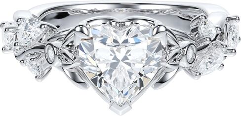 THELANDA Sterling Silver Genuine Moissanite 1.2 CT Heart Shape Engagement Ring Nature Inspired Twisted Vine Floral Design Promise Bridal Ring for Women in Kuwait