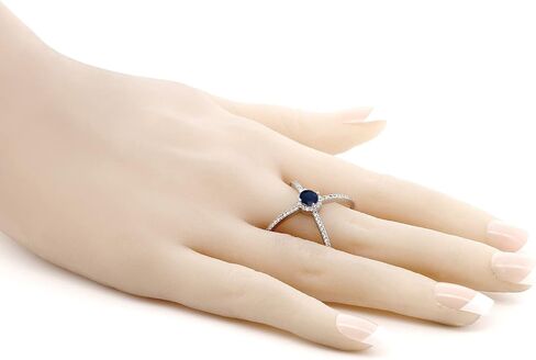 Gem Stone King 925 Sterling Silver Blue Sapphire Criss Cross X Ring For Women | 1.42 Cttw | Round 5MM | Gemstone Birthstone | Wedding Engagement Anniversary Promise Ring For Women in Saudi Arabia