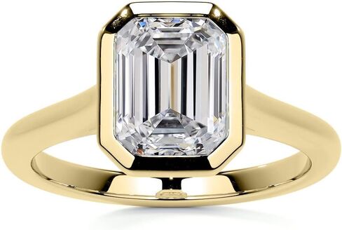 1-5 Carat Emerald Cut VVS1-2 D/E/F Color IGI Certified Lab Grown Diamond Bezel Set East West Engagement Ring For Women (E-F Color VVS1-2 Clarity) in Kuwait